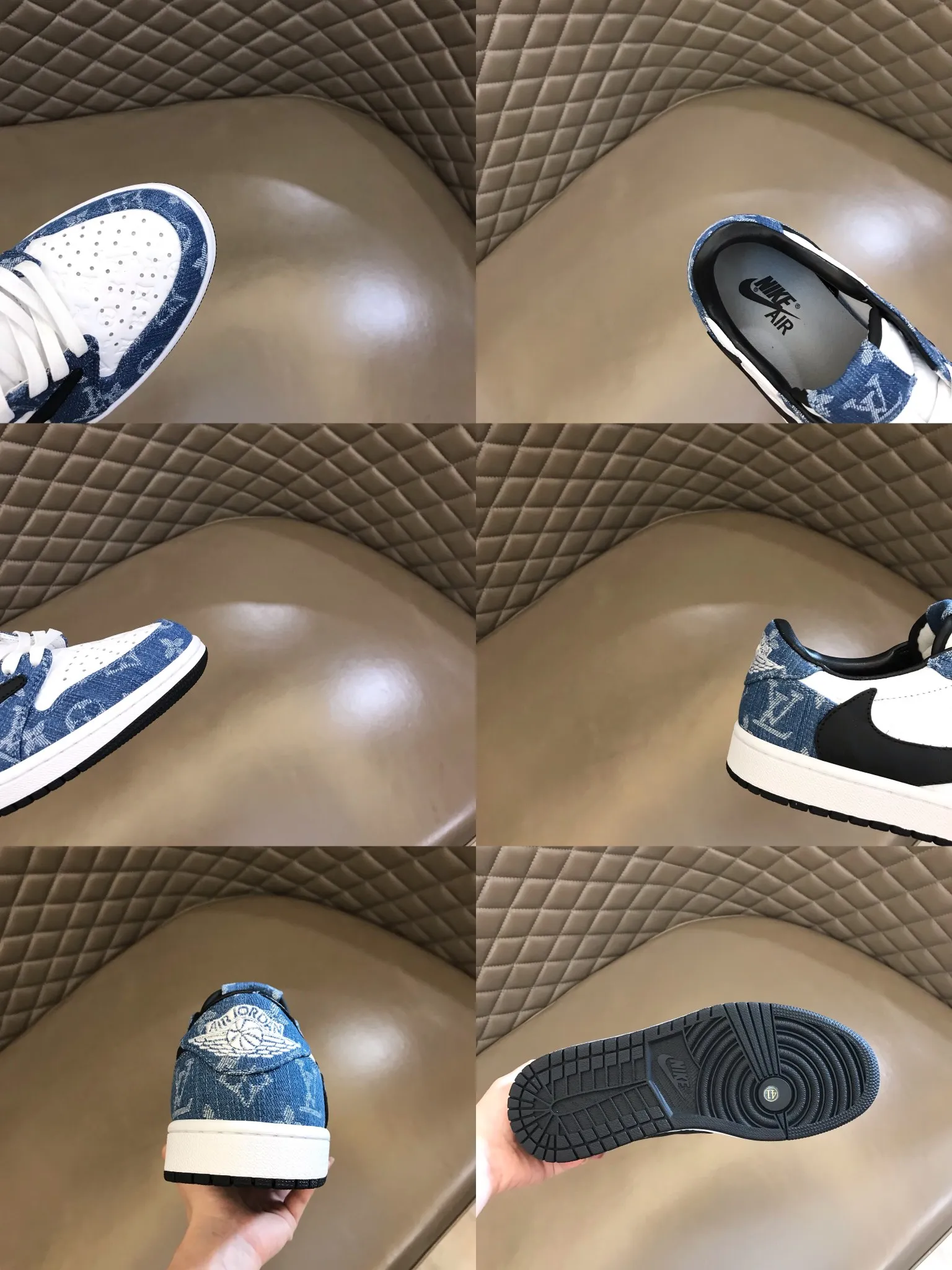 Men's shoes 💰p440 "*OUIS *UITTO* Nike" new original drawer box, co-branded low-top casual sneakers, this sneaker is completely made of denim canvas splicing leather, decorated with Louis Vuitton's iconic monogram and Damierl pattern with natural cowhide piping. The upper of this shoe combines LV’s most classic Monogram and Damier elements, giving it a sense of luxury and recognition! Size: 38-45